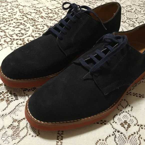 Men's Cole Haan Shoes Blue Suede BUCK Skin Leather Oxfords Mad Men Draper 9 M - Picture 7 of 11